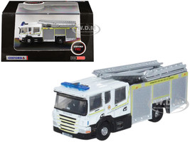 Scania Pump Ladder Fire Engine Grampian Fire and Rescue White with Yellow Stripes 1/148 (N) Scale Diecast Model Car Oxford Diecast NSFE003