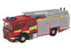 Scania Pump Ladder Fire Engine Surrey Fire and Rescue Red with Yellow Stripes 1/148 (N) Scale Diecast Model Car Oxford Diecast NSFE007