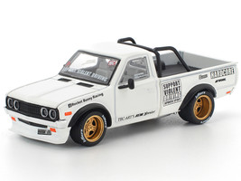 Datsun Pandem 620 Pickup Truck Rocket Bunny Racing White with Graphics 1/64 Diecast Model Car Pop Race PR640350
