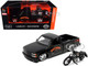1993 Chevrolet 454 SS Pickup Truck Harley Davidson Black and 2007 Harley Davidson XL 1200N Nightster Motorcycle Black H D Custom Series 1/24 Diecast Model Car Maisto 32276-BLK
