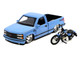 1993 Chevrolet 454 SS Pickup Truck Harley Davidson Light Blue and 2007 HarleyDavidson XL 1200N Nightster Motorcycle Light Blue H D Custom Series 1/24 Diecast Model Car Maisto 32276-CBL