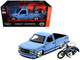1993 Chevrolet 454 SS Pickup Truck Harley Davidson Light Blue and 2007 HarleyDavidson XL 1200N Nightster Motorcycle Light Blue H D Custom Series 1/24 Diecast Model Car Maisto 32276-CBL