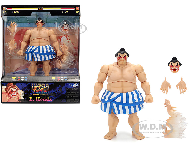 E Honda 6 5 Moveable Figure with Accessories and Alternate Head and Hands Ultra Street Fighter II The Final Challengers 2017 Video Game Model Jada 35740