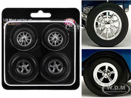 Drag Wheel and Tire Set of 4 pieces from 1957 Chevrolet 150 Gasser High Roller for 1/18 Scale Models ACME A1807019W