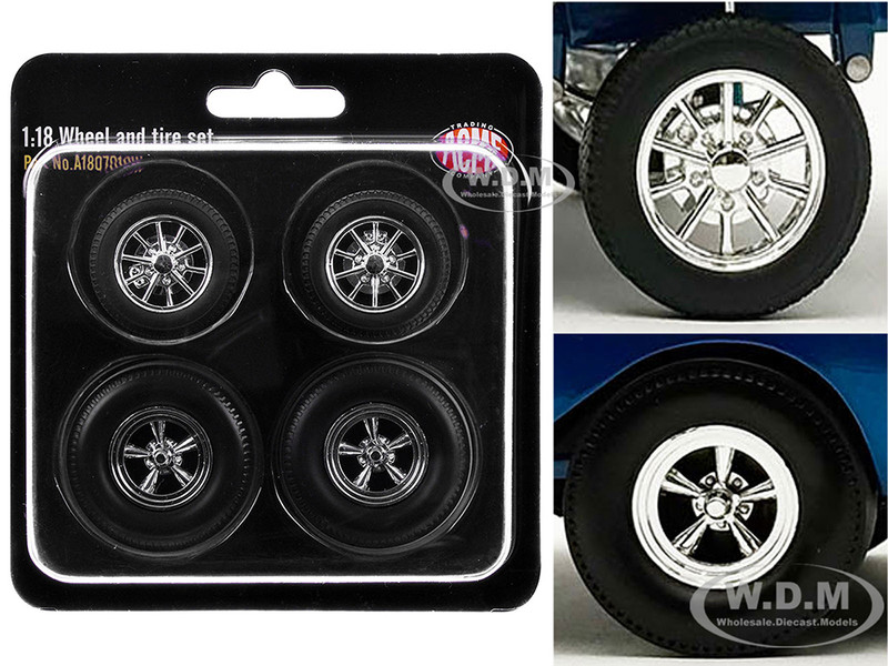 Drag Wheel and Tire Set of 4 pieces from 1957 Chevrolet 150 Gasser High Roller for 1/18 Scale Models ACME A1807019W