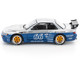 Pandem S13 RHD Right Hand Drive Silver and Moontech Blue Metallic with Graphics 1/64 Diecast Model Car Pop Race PR640264