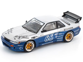 Pandem S13 RHD Right Hand Drive Silver and Moontech Blue Metallic with Graphics 1/64 Diecast Model Car Pop Race PR640264