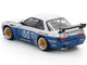 Pandem S13 RHD Right Hand Drive Silver and Moontech Blue Metallic with Graphics 1/64 Diecast Model Car Pop Race PR640264