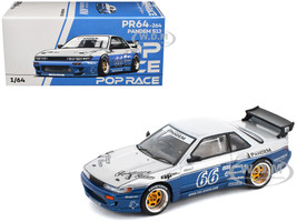 Pandem S13 RHD Right Hand Drive Silver and Moontech Blue Metallic with Graphics 1/64 Diecast Model Car Pop Race PR640264