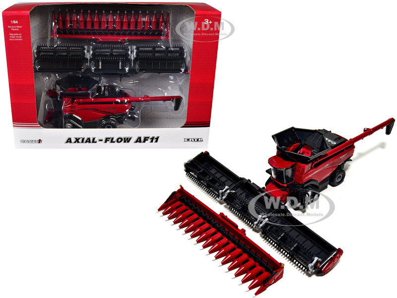 Case IH Axial-Flow AF11 Half-Track Combine 16-Row Corn Head Draper Grain Head Red 1/64 Diecast Model ERTL TOMY 44408