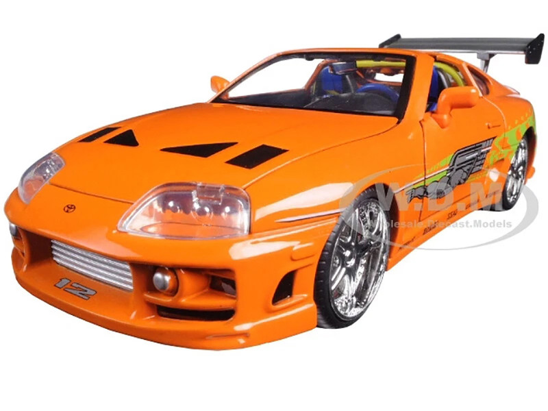 Brian s Toyota Supra Orange with Graphics Fast & Furious 25th Anniversary Series 1/24 Diecast Model Car Jada 97168-25TH