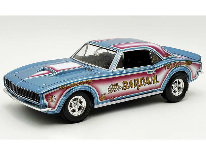 1967 Chevrolet Camaro Mr Bardahl Drag Car Blue Metallic with Red and White Graphics Limited Edition to 312 pieces Worldwide 1/18 Diecast Model Car ACME A1805735