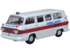 1962 Chevrolet Corvair Greenbrier AmbleWagon Ambulance White with Red Stripes 1/87 (HO) Scale Diecast Model Car Oxford Diecast 87CG61002