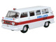 1962 Chevrolet Corvair Greenbrier AmbleWagon Ambulance White with Red Stripes 1/87 (HO) Scale Diecast Model Car Oxford Diecast 87CG61002