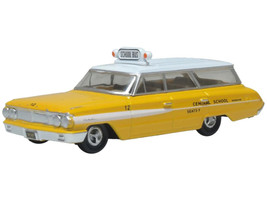 1964 Ford Country Station Wagon Central School Bus Yellow with White Top 1/87 (HO) Scale Diecast Model Car Oxford Diecast 87FC64002