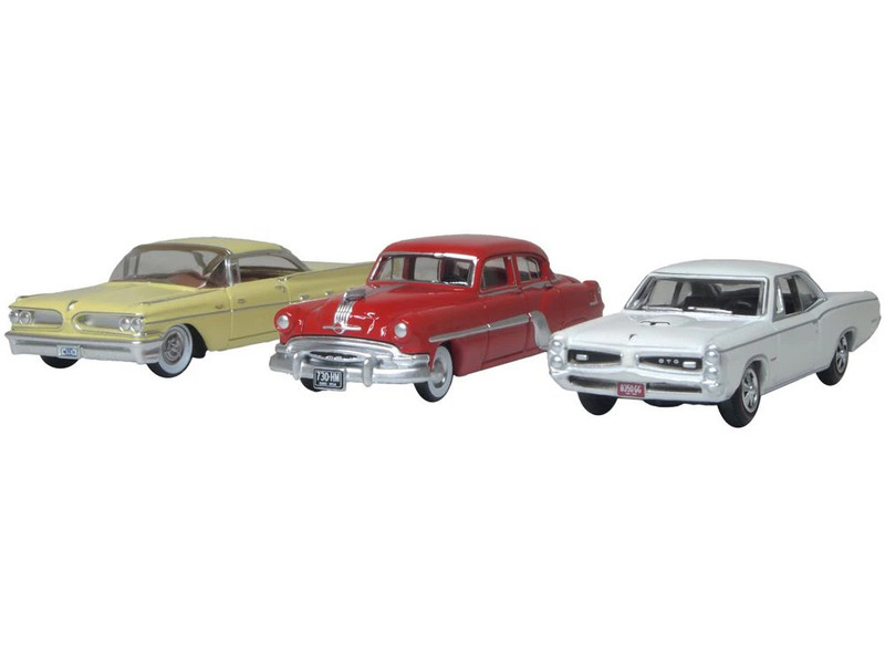 Pontiac Set of 3 Cars 100th Anniversary 2026 1/87 (HO) Scale Diecast Model Cars Oxford Diecast 87SET004