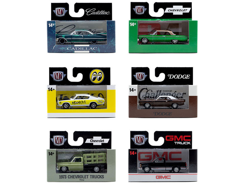 Auto Thentics 6 piece Set Release 107 IN DISPLAY CASES Limited Edition 1/64 Diecast Model Cars by M2 Machines 32500-107