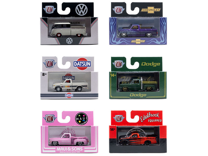 Auto Thentics 6 piece Set Release 108 IN DISPLAY CASES Limited Edition 1/64 Diecast Model Cars M2 Machines 32500-108