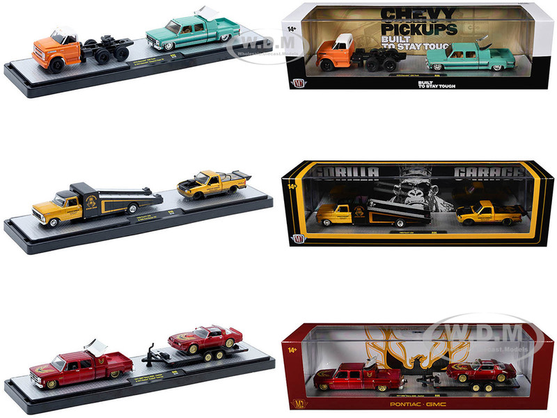 Auto Haulers Set of 3 Trucks Release 96 Limited Edition to 8000 pieces Worldwide 1/64 Diecast Models M2 Machines 36000-96
