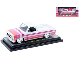 1976 GMC Sierra Grande 15 Pickup Truck White with Stripes Limited Edition to 9250 pieces Worldwide 1/24 Diecast Model Car M2 Machines 40300-140A