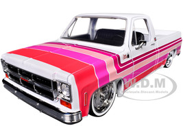 1976 GMC Sierra Grande 15 Pickup Truck White with Stripes Limited Edition to 9250 pieces Worldwide 1/24 Diecast Model Car M2 Machines 40300-140A
