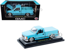1988 GMC Sierra 1500 Custom Pickup Truck Light Blue with Black Stripes Limited Edition to 9250 pieces Worldwide 1/24 Diecast Model Car M2 Machines 40300-140B
