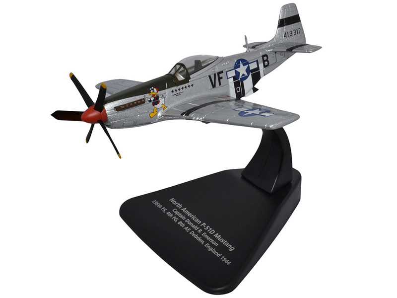North American P 51D Mustang Fighter Aircraft Captain Donald Emerson 336th Fighter Squadron 4th Fighter Group, 8th AF Debden England 1944 United States Army Air Forces Oxford Aviation Series 1/72 Diecast Model Airplane Oxford Diecast AC126