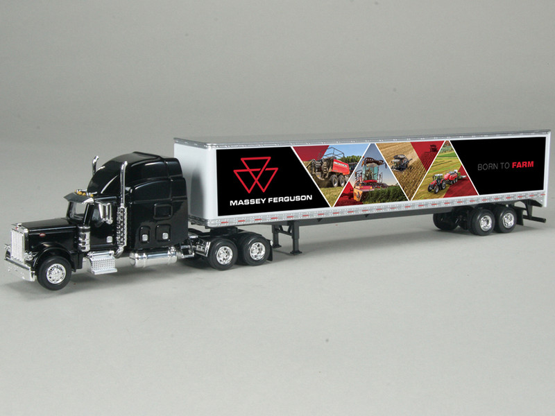 Peterbilt 379 Sleeper Cab with Trailer Massey Ferguson Born to Farm Black 1/64 Diecast Model SpecCast SCT998