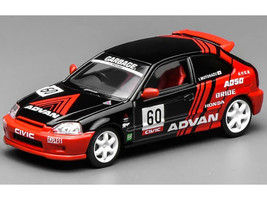 Honda Civic Type R EK9 RHD Right Hand Drive #60 Advan Black and Red 1/64 Diecast Model Car MotorHelix M65026