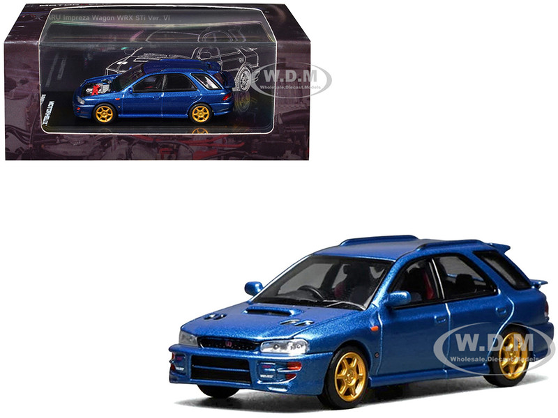 Subaru Impreza WRX STi Wagon Version VI RHD Right Hand Drive Blue Metallic 1/64 Diecast Model Car MotorHelix M67101