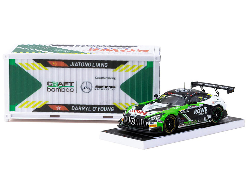 Mercedes AMG GT3 #77 Liang Jiatong Darryl O Young Craft Bamboo Racing GT World Challenge Asia 2025 Beijing Season Finale 2025 with Container Display Case Hobby64 Series 1/64 Diecast Model Car Tarmac Works T64-062-25CHN77
