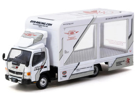 Mitsubishi Fuso Canter Mobile Display Truck RHD Right Hand Drive EVA Racing White with Graphics Truck64 Series 1/64 Diecast Model Car Tarmac Works T64T-TL002-EVA