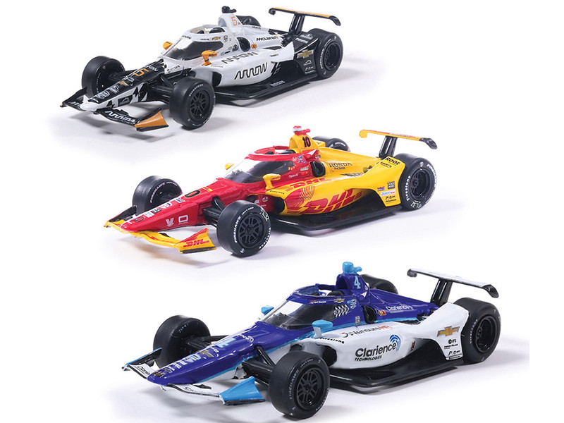 109th Indianapolis 500 2025 Podium Set of 3 IndyCars 1/64 Diecast Model Cars IXO Models IND64030