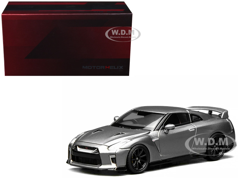 2020 Nissan GT R R35 Track Edition Engineered by NISMO RHD Right Hand Drive Dark Metal Gray Metallic Senior 64 Series 1/64 Diecast Model Car MotorHelix M63515