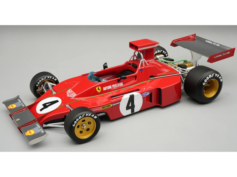 Ferrari 312B3 73 #4 Arturo Merzario Formula One F1 Austrian GP 1973 Mythos Series with Display Case Limited Edition to 80 pieces Worldwide 1/18 Model Car Tecnomodel TM18-411A