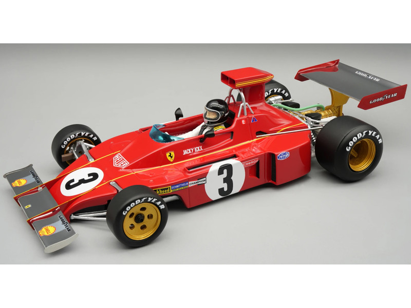 Ferrari 312B3 73 #3 Jacky Ickx Formula One F1 Italian GP 1973 Mythos Series with Driver Figure and Display Case Limited Edition to 75 pieces Worldwide 1/18 Model Car Tecnomodel TMD18-412B