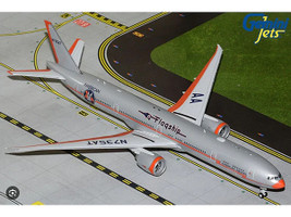 Boeing 777 300ER Commercial Aircraft American Airlines Flagship DFW N735AT Silver with Otange Stripes "Gemini 200 Series 1/200 Diecast Model Airplane GeminiJets G2AAL1508