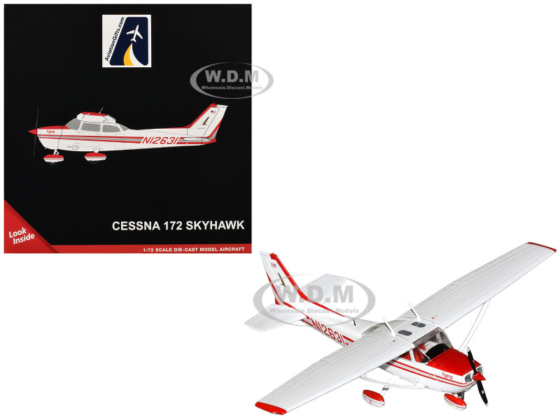 Cessna 172 Skyhawk Aircraft "N12631" Red and White "Gemini General Aviation" Series 1/72 Diecast Model Airplane by GeminiJets GGCES021