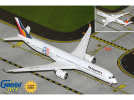 Airbus A350-1000 Commercial Aircraft with Flaps Down "Philippine Airlines - 85 Years" (RP-C3510) White with Tail Graphics 1/400 Diecast Model Airplane by GeminiJets GJPAL2397F