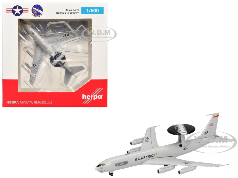 Boeing E-3 Sentry Aircraft "961st Airborne Air Control Squadron, Kadena Air Base" (81-0005) United States Air Force 1/500 Diecast Model Airplane by Herpa HE538916