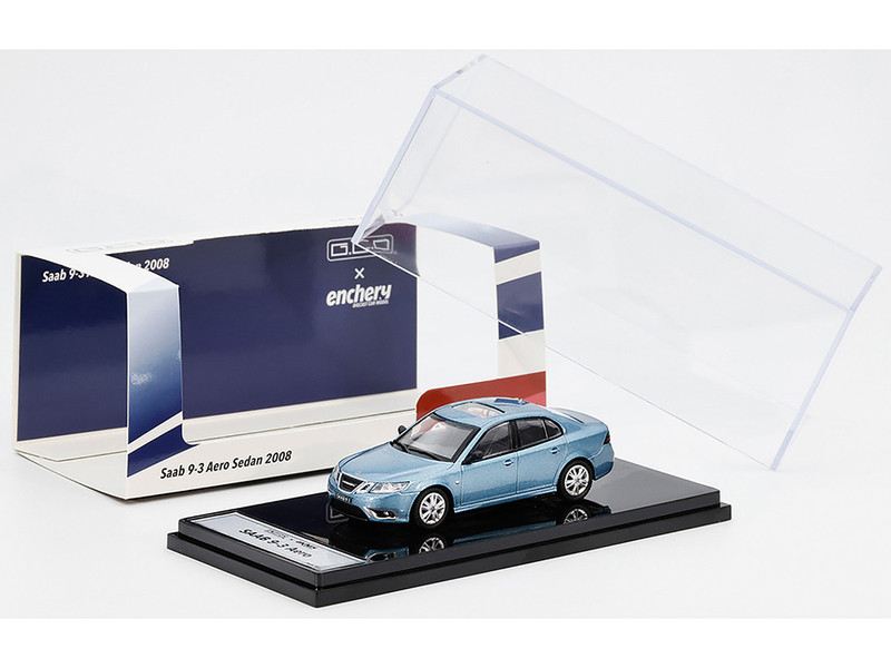 2008 Saab 9 3 Aero Sedan Blue Metallic with Sunroof 1/64 Diecast Model Car GCD x Enchery GE-005-24