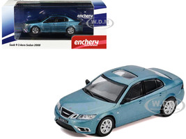 2008 Saab 9 3 Aero Sedan Blue Metallic with Sunroof 1/64 Diecast Model Car GCD x Enchery GE-005-24