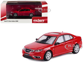 2008 Saab 9 3 Aero Sedan Red with Sunroof 1/64 Diecast Model Car GCD x Enchery GE-005-25