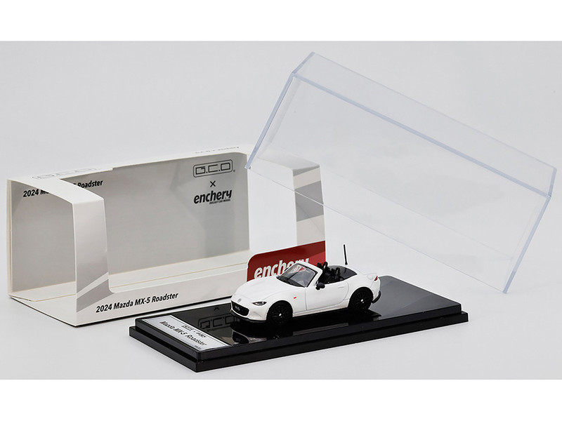 2024 Mazda MX 5 Roadster White 1/64 Diecast Model Car GCD x Enchery GE-006-35