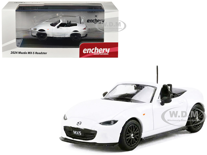 2024 Mazda MX 5 Roadster White 1/64 Diecast Model Car GCD x Enchery GE-006-35