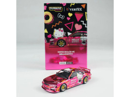 Nissan Vertex Silvia S14 RHD Right Hand Drive Hello Kitty Pink Metallic with Graphics Global64 Series 1/64 Diecast Model Car Tarmac Works T64G-018-HK2