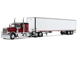 Peterbilt 589 with 58 Flat Top Sleeper and 53 Utility Trailer Legendary Red with Black Top 1/64 Diecast Model DCP/First Gear 60-2171