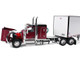 Peterbilt 589 with 58 Flat Top Sleeper and 53 Utility Trailer Legendary Red with Black Top 1/64 Diecast Model DCP/First Gear 60-2171