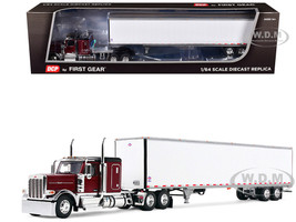 Peterbilt 589 with 58 Flat Top Sleeper and 53 Utility Trailer Legendary Red with Black Top 1/64 Diecast Model DCP/First Gear 60-2171