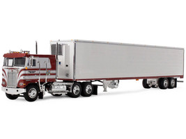 Kenworth K100 COE Flat Top and 53 Utility Trailer with Reefer Red s Favorites Jim Skrinar Red with White Stripes 1/64 Diecast Model DCP/First Gear 69-2253